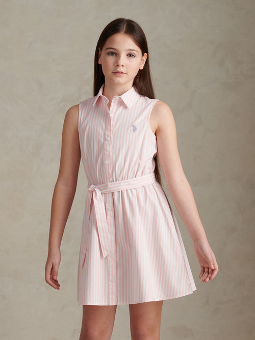 Dsiney Kidz - U.S. Polo Assn Pink Striped Sleeveless Shirt Dress image 1