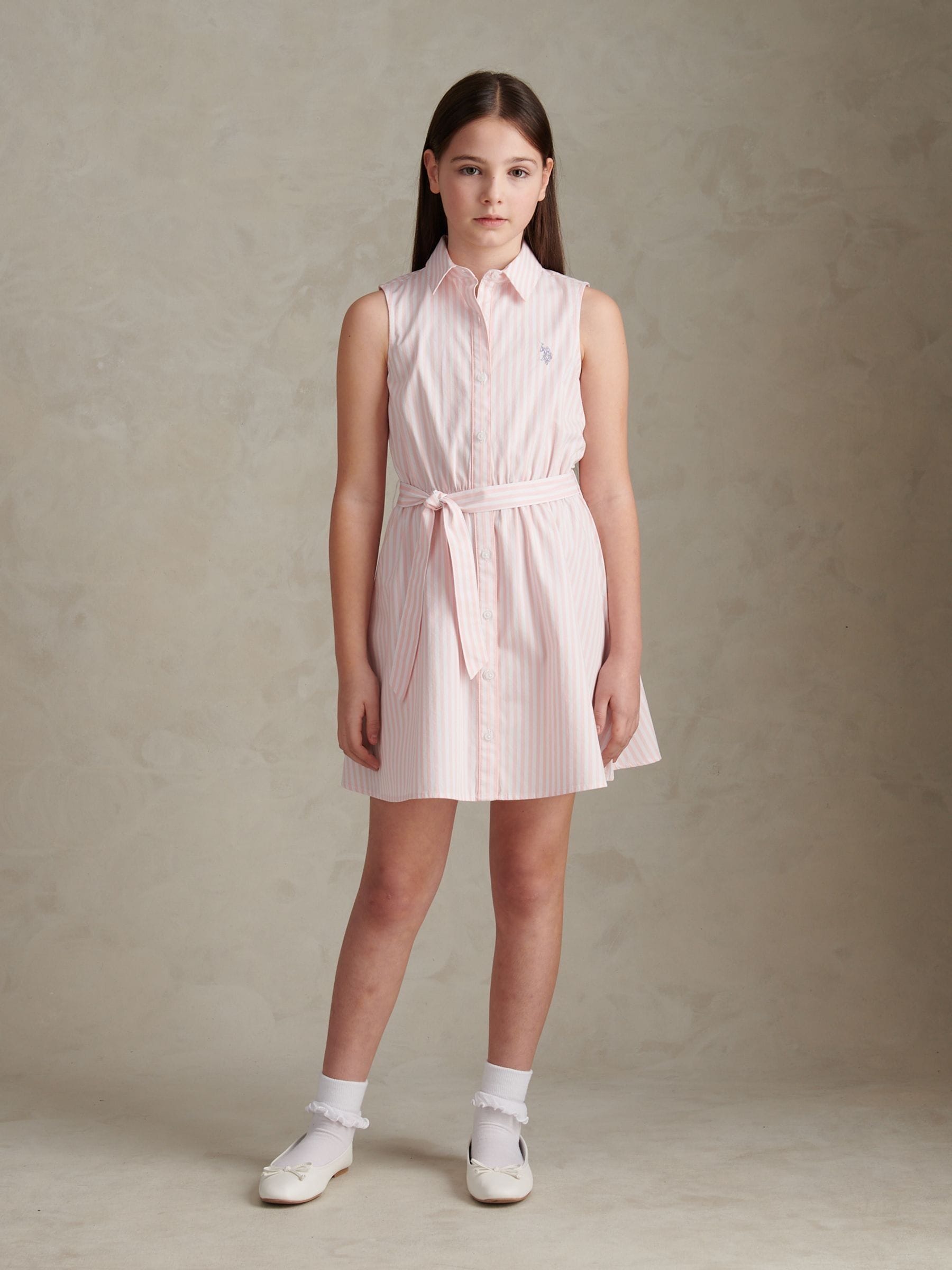 U.S. Polo Assn Pink Striped Sleeveless Shirt Dress image 3