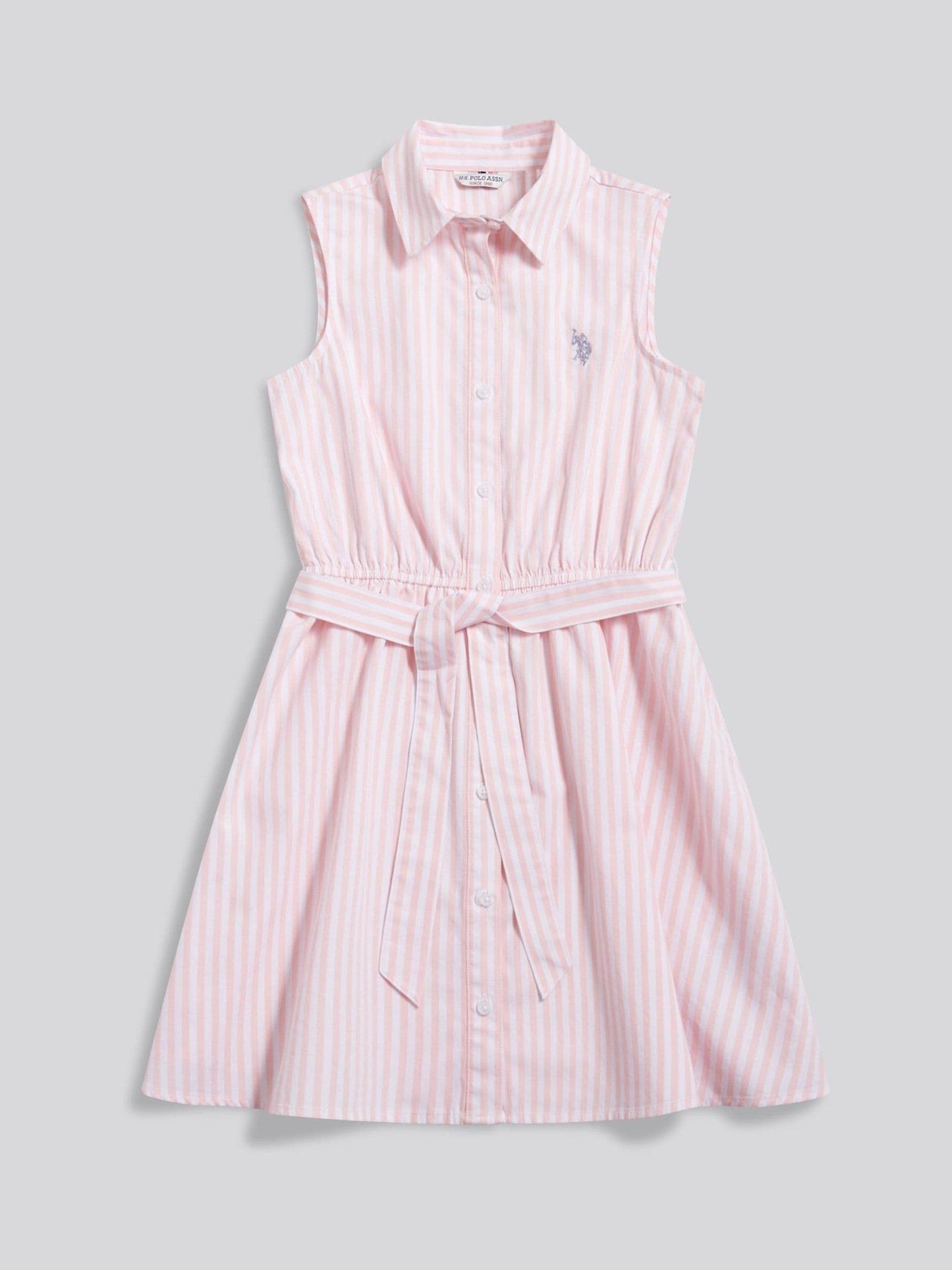 U.S. Polo Assn Pink Striped Sleeveless Shirt Dress image 5