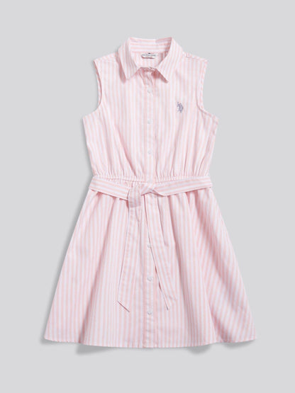 U.S. Polo Assn Pink Striped Sleeveless Shirt Dress image 5