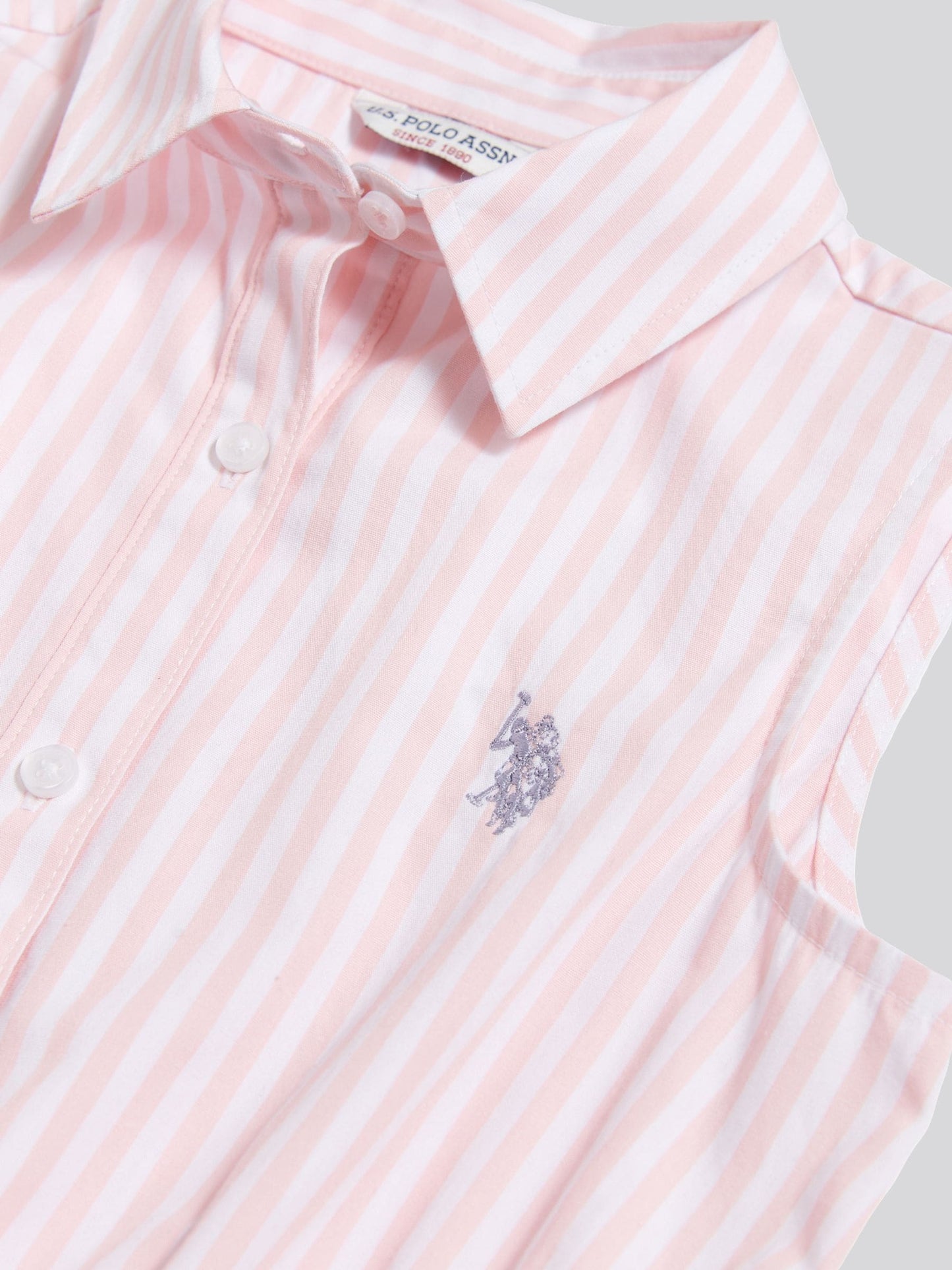 U.S. Polo Assn Pink Striped Sleeveless Shirt Dress image 7