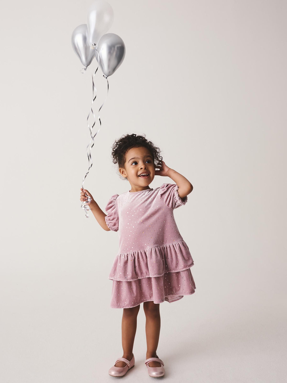 Dsiney Kidz - Light Pink Velvet Short Sleeve Occasion Dress (3mths-8yrs) image 1