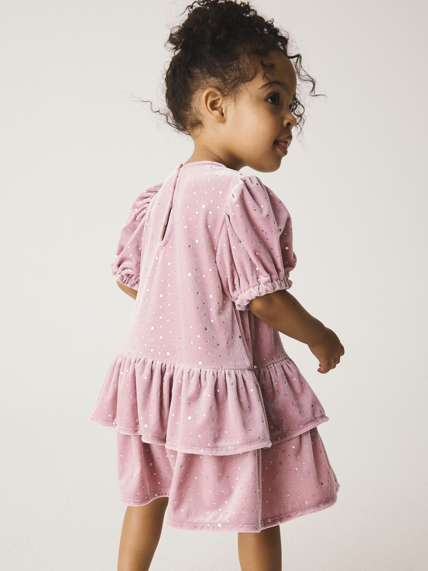 Dsiney Kidz - Light Pink Velvet Short Sleeve Occasion Dress (3mths-8yrs) image 3