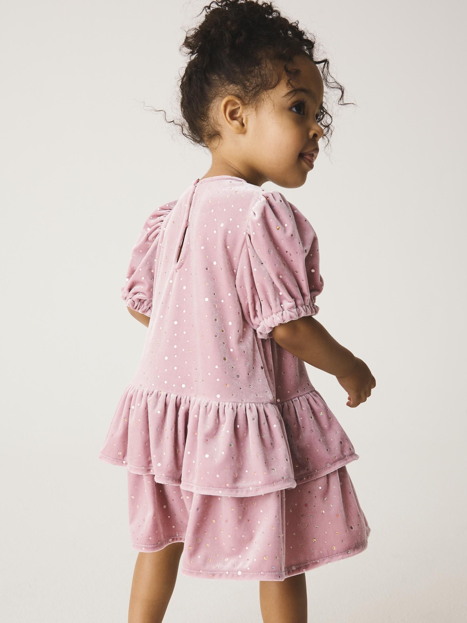 Dsiney Kidz - Light Pink Velvet Short Sleeve Occasion Dress (3mths-8yrs) image 3
