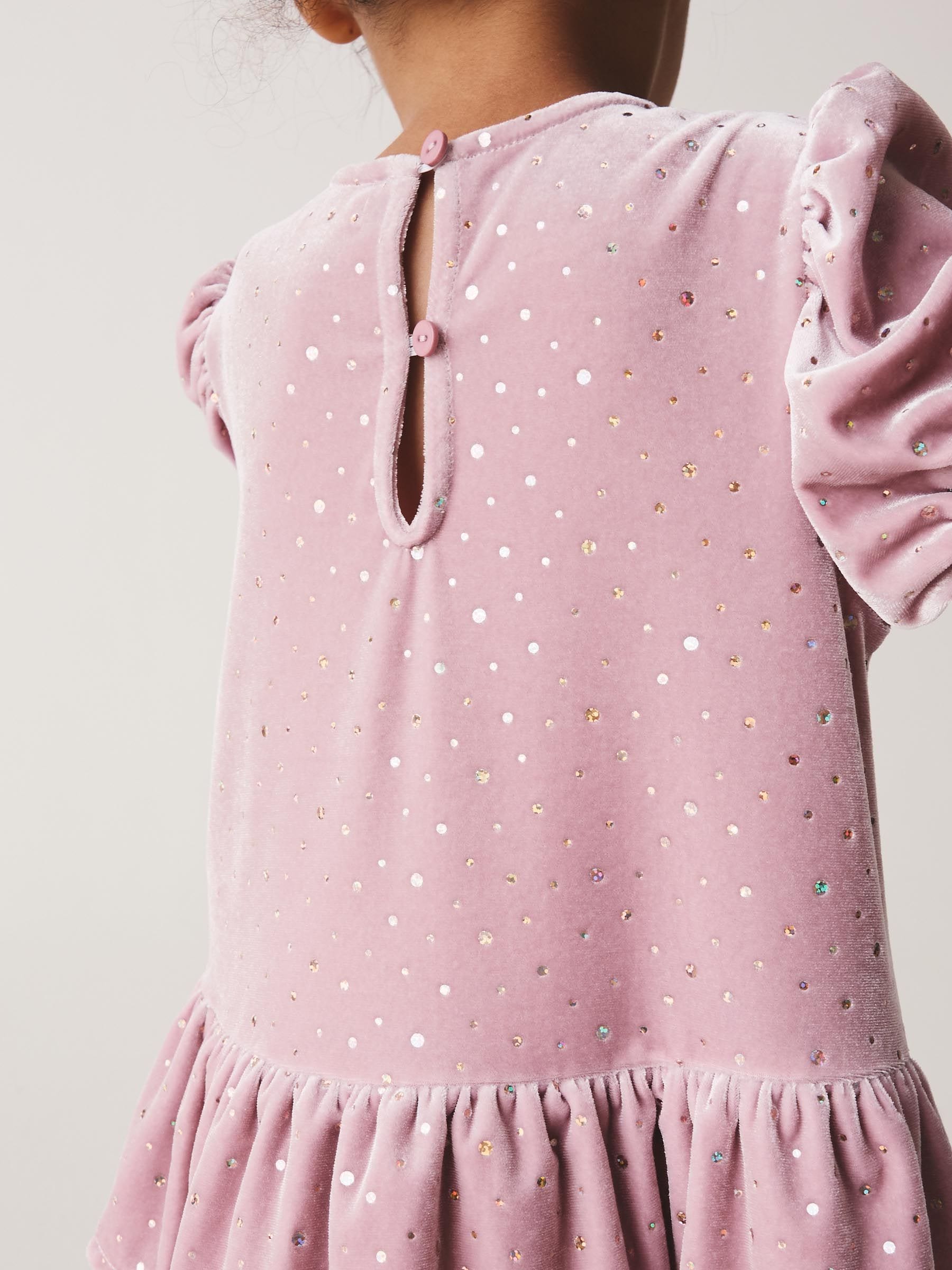 Dsiney Kidz - Light Pink Velvet Short Sleeve Occasion Dress (3mths-8yrs) image 4