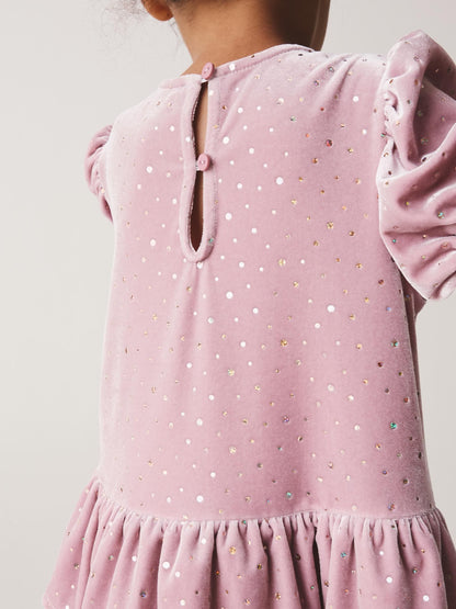 Dsiney Kidz - Light Pink Velvet Short Sleeve Occasion Dress (3mths-8yrs) image 4