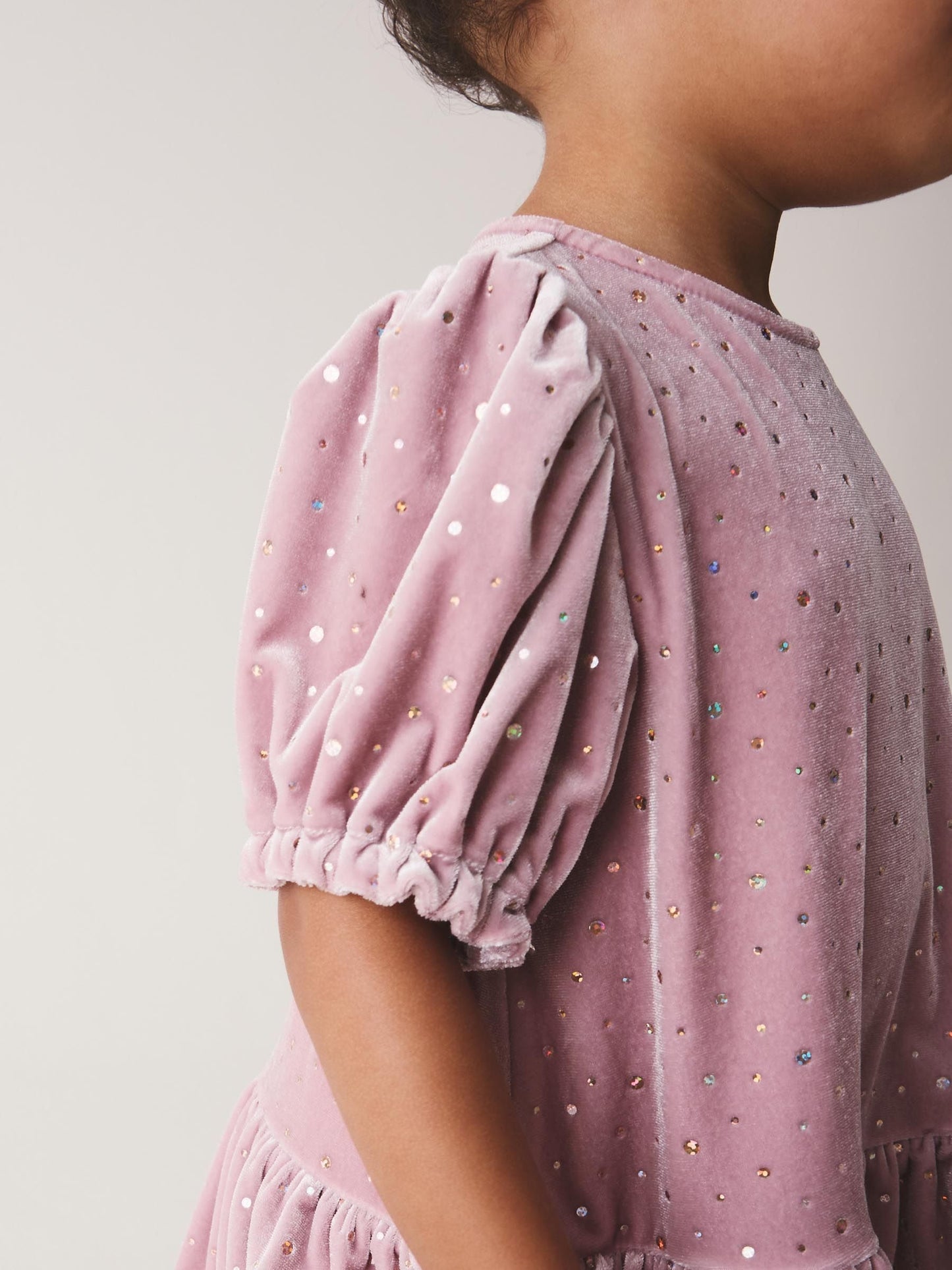 Dsiney Kidz - Light Pink Velvet Short Sleeve Occasion Dress (3mths-8yrs) image 5