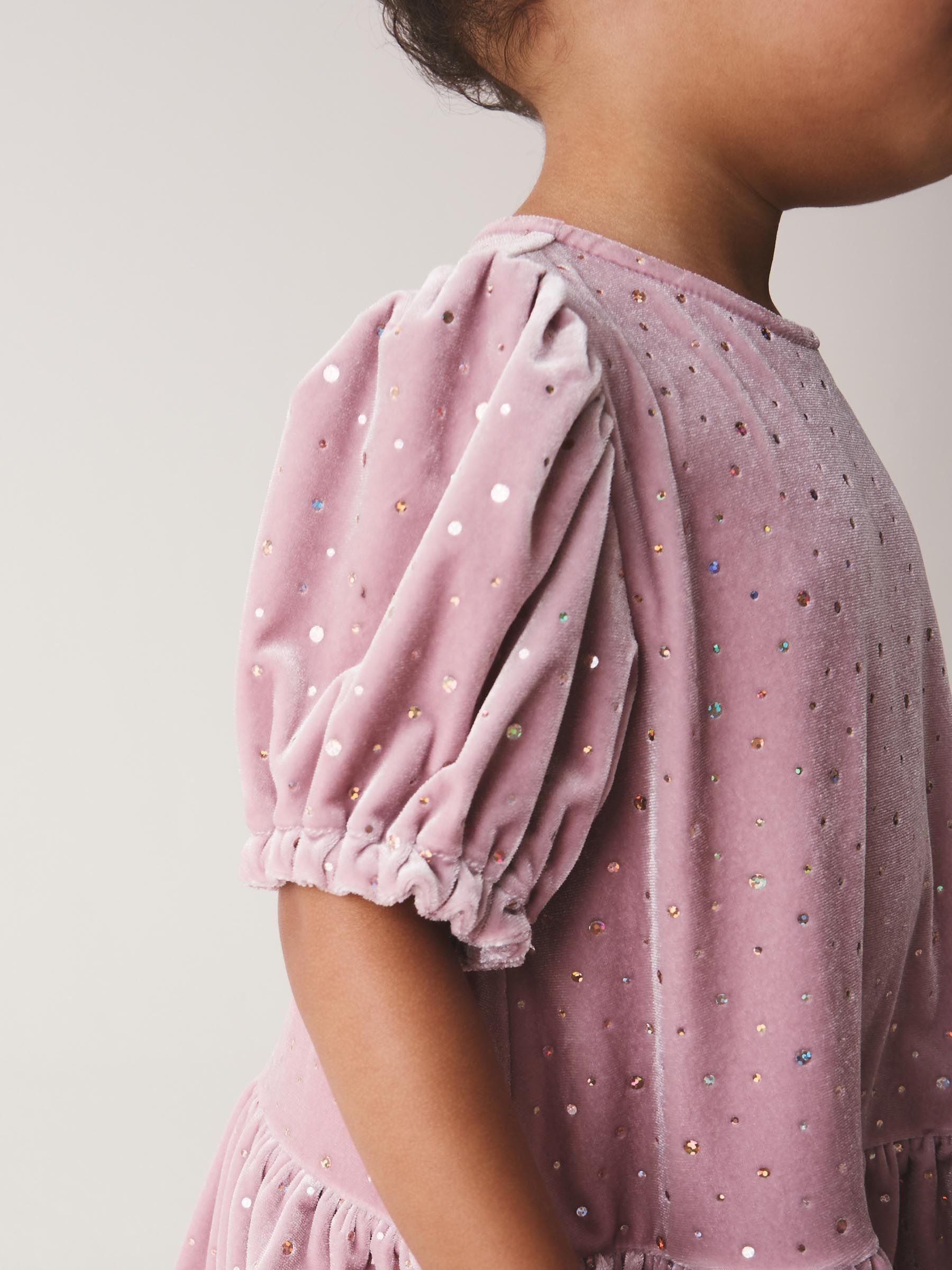 Dsiney Kidz - Light Pink Velvet Short Sleeve Occasion Dress (3mths-8yrs) image 5