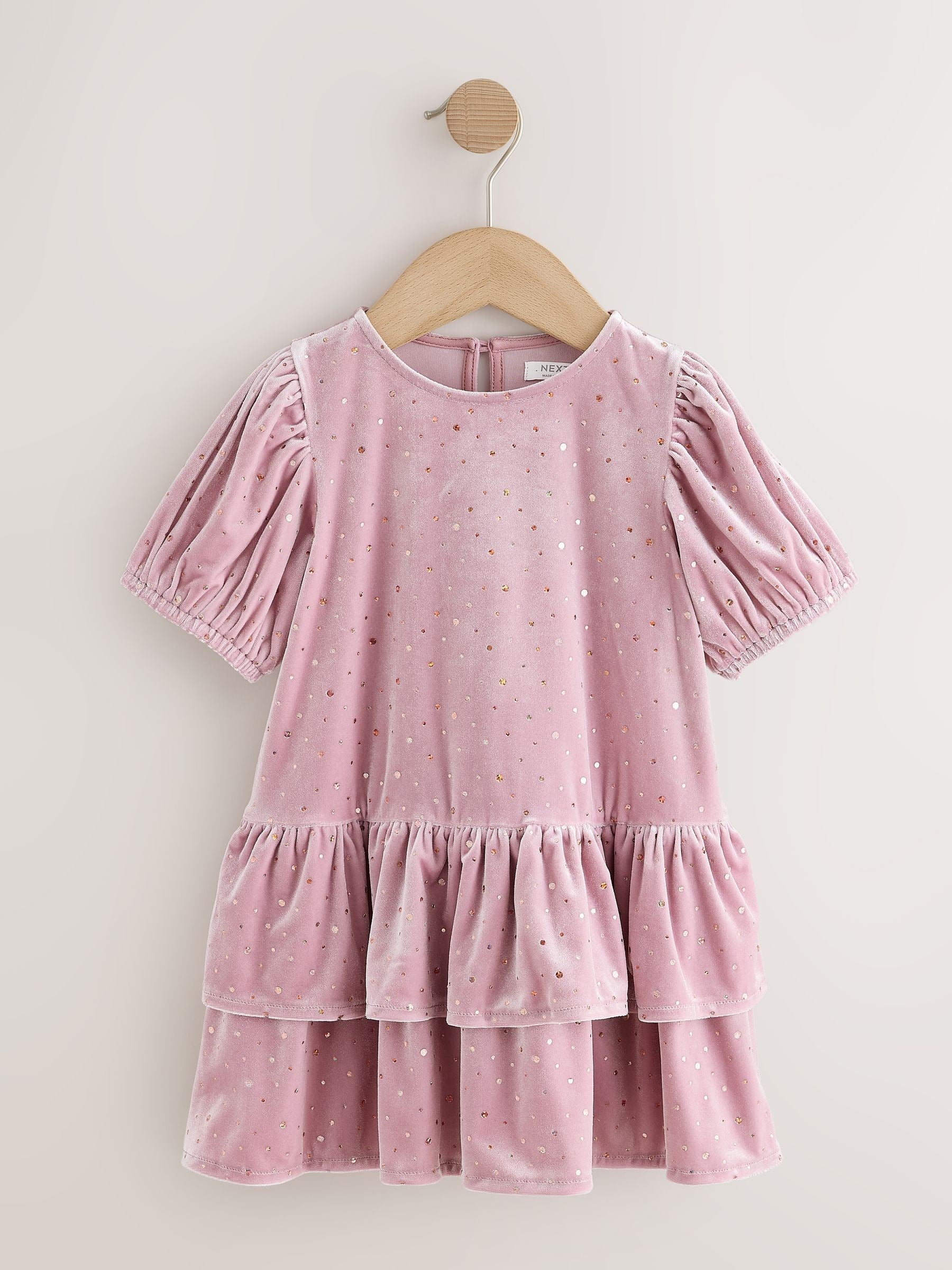 Dsiney Kidz - Light Pink Velvet Short Sleeve Occasion Dress (3mths-8yrs) image 6