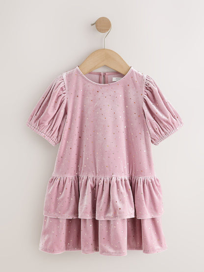 Dsiney Kidz - Light Pink Velvet Short Sleeve Occasion Dress (3mths-8yrs) image 6