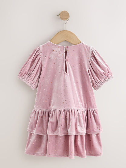 Dsiney Kidz - Light Pink Velvet Short Sleeve Occasion Dress (3mths-8yrs) image 7