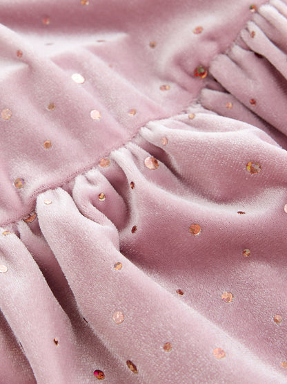Dsiney Kidz - Light Pink Velvet Short Sleeve Occasion Dress (3mths-8yrs) image 8