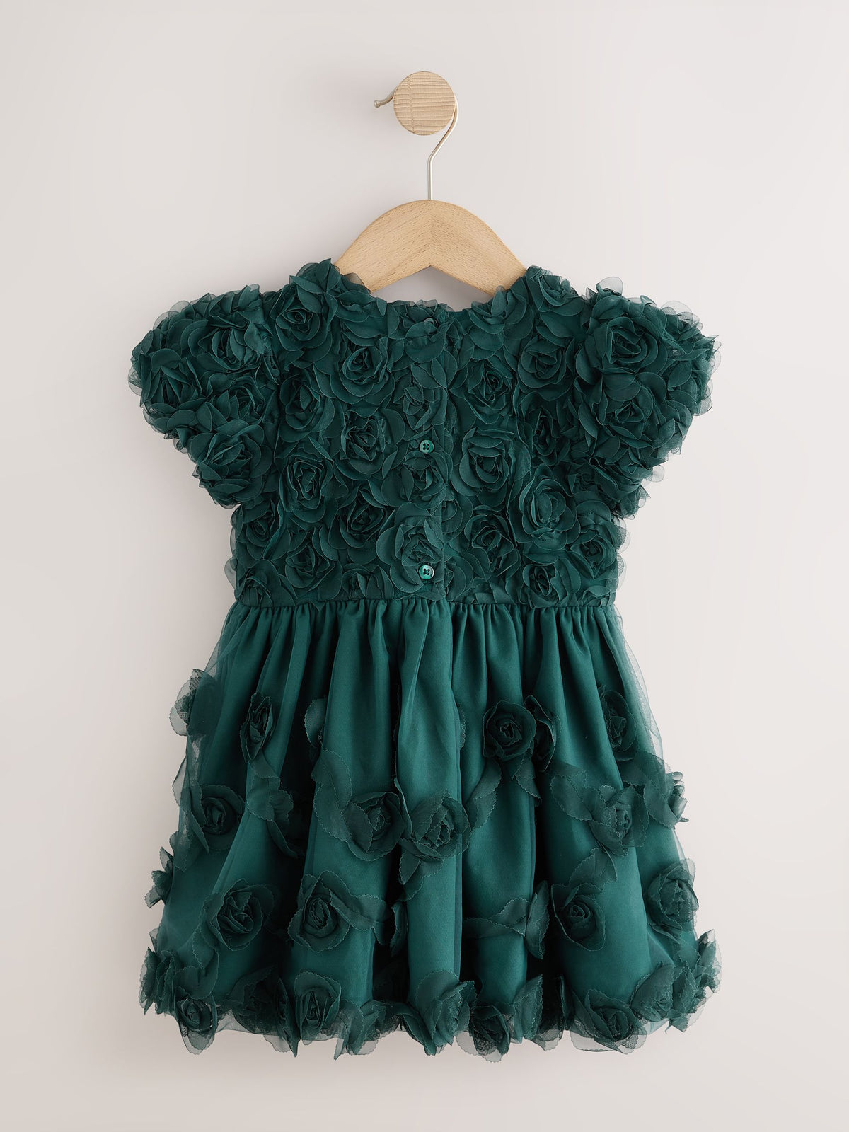 Dsiney Kidz - Forest Green 3D Flower Occasion Dress (3mths-8yrs) image 2