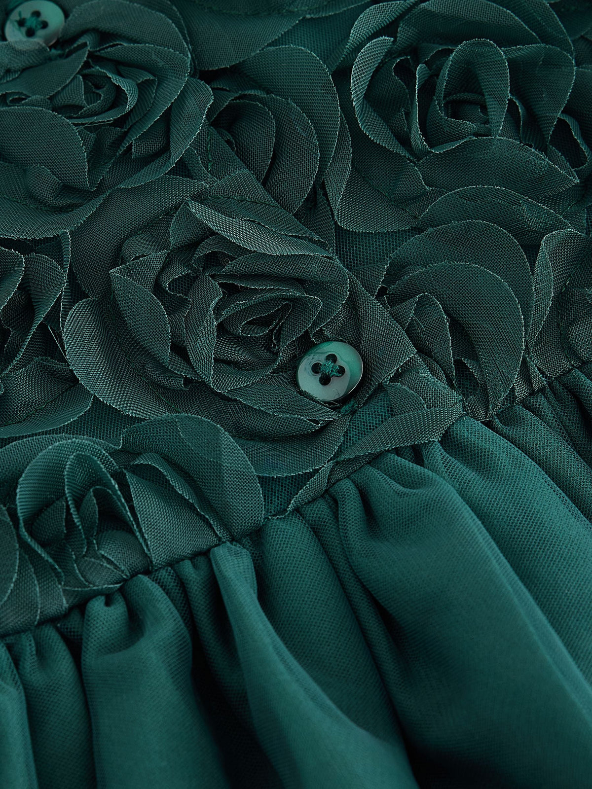 Dsiney Kidz - Forest Green 3D Flower Occasion Dress (3mths-8yrs) image 3