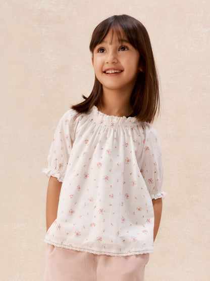 The White Company White Cotton Delphie Floral Blouse & Cord Trousers Set image 3