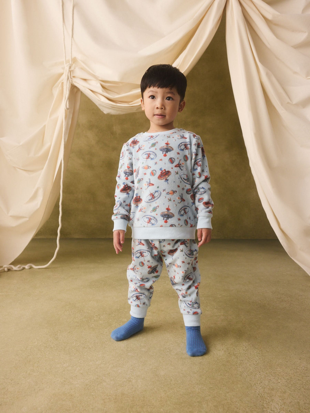 Light Blue Cath Kidston Space Single Cosy Fleece Pyjamas - image 1