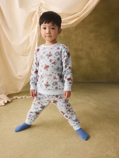 Light Blue Cath Kidston Space Single Cosy Fleece Pyjamas - image 4