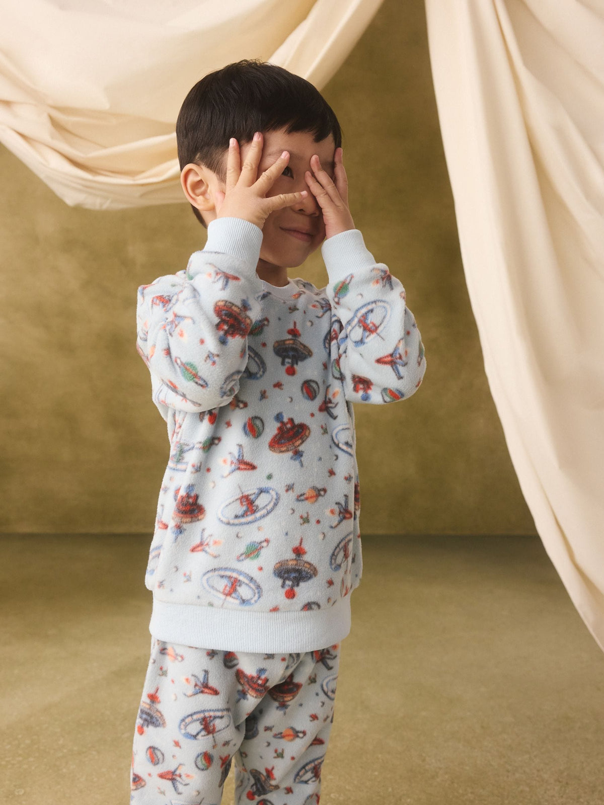 Light Blue Cath Kidston Space Single Cosy Fleece Pyjamas - image 7