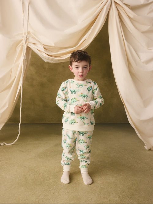 Dsiney Kidz - Ecru/Green Cath Kidston Dinosaur Single Cosy Fleece Pyjamas image 1