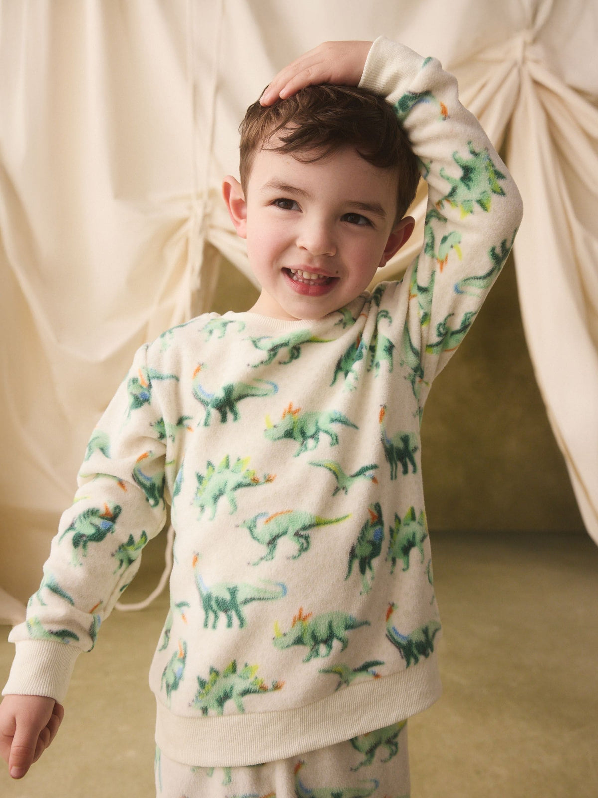 Dsiney Kidz - Ecru/Green Cath Kidston Dinosaur Single Cosy Fleece Pyjamas image 7