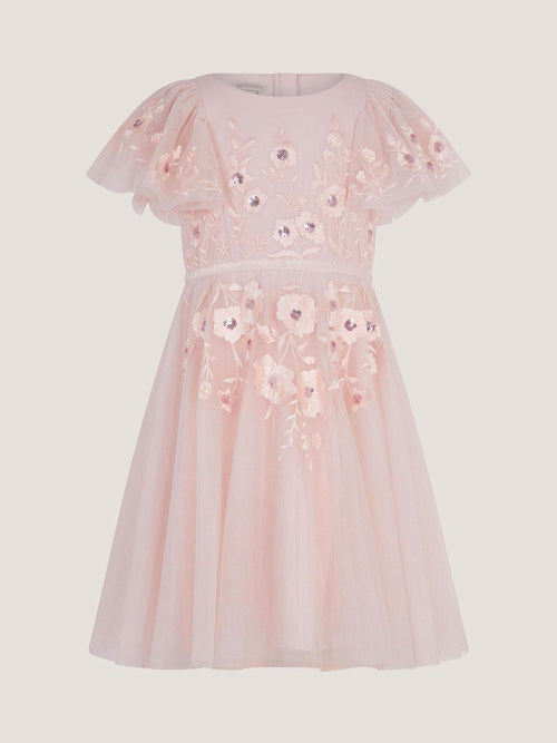 Monsoon Pink Oelene Floral Embroidered Skater Dress image 1