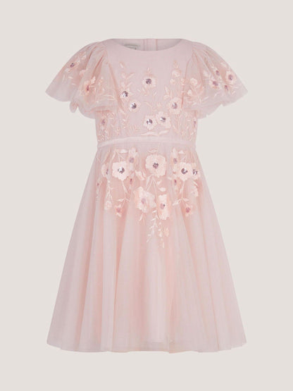 Monsoon Pink Oelene Floral Embroidered Skater Dress image 1
