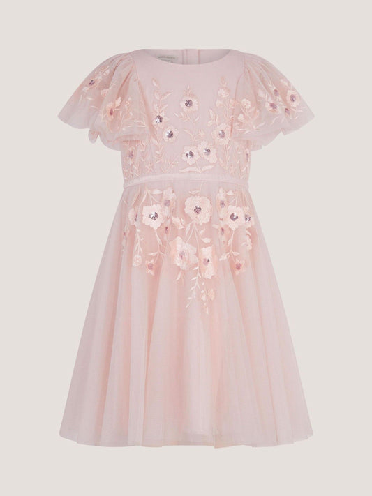 Monsoon Pink Oelene Floral Embroidered Skater Dress image 1