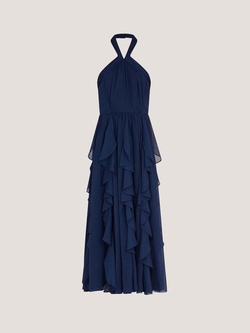 Dsiney Kidz - Monsoon Navy Blue Arizona Halter Ruffle Prom Dress image 1