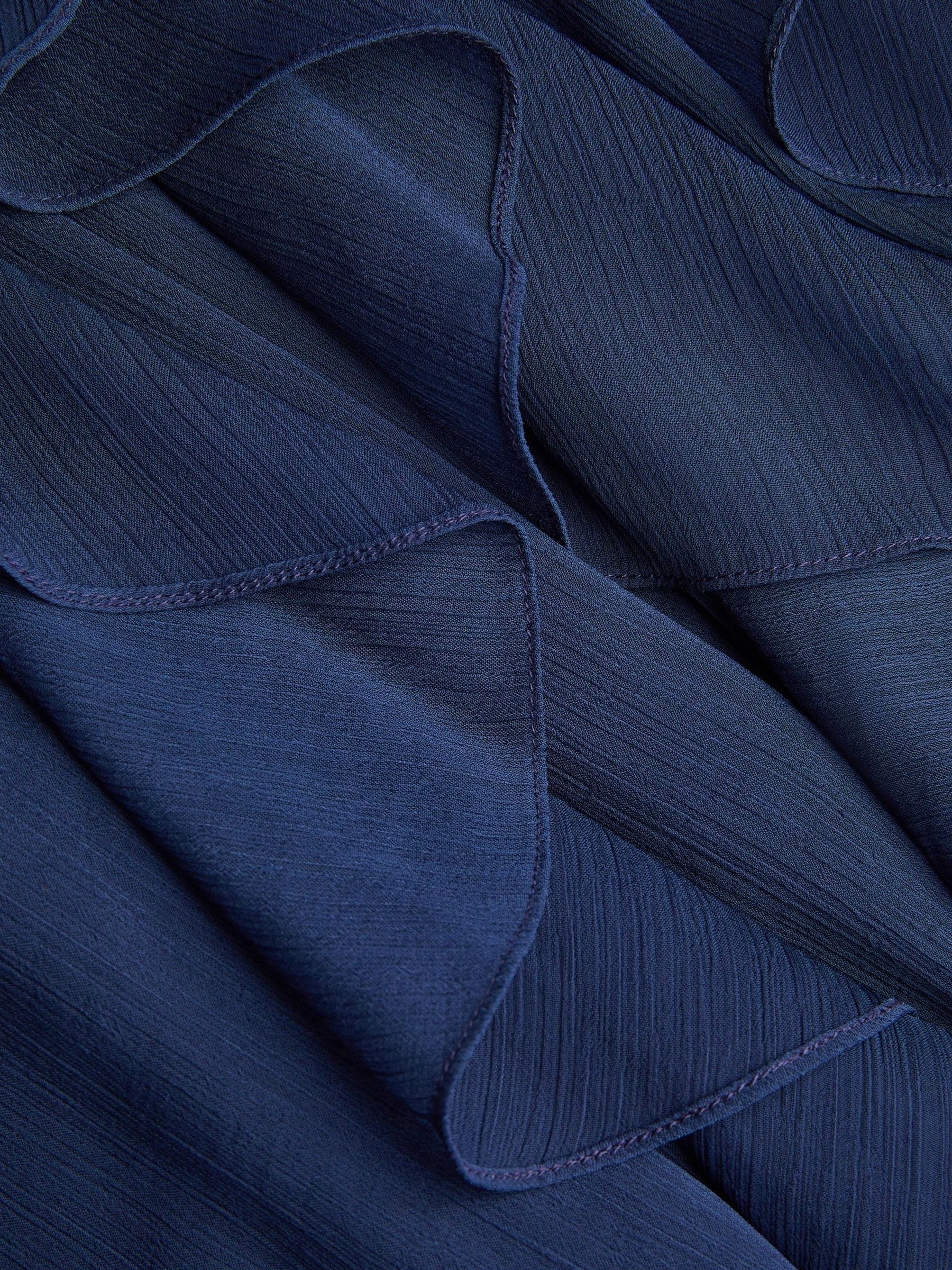 Monsoon Navy Blue Arizona Halter Ruffle Prom Dress image 3