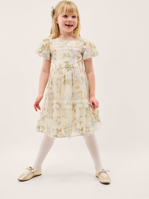 Monsoon Cream Azalea Ruffle Floral Embroidered Party Dress image 1