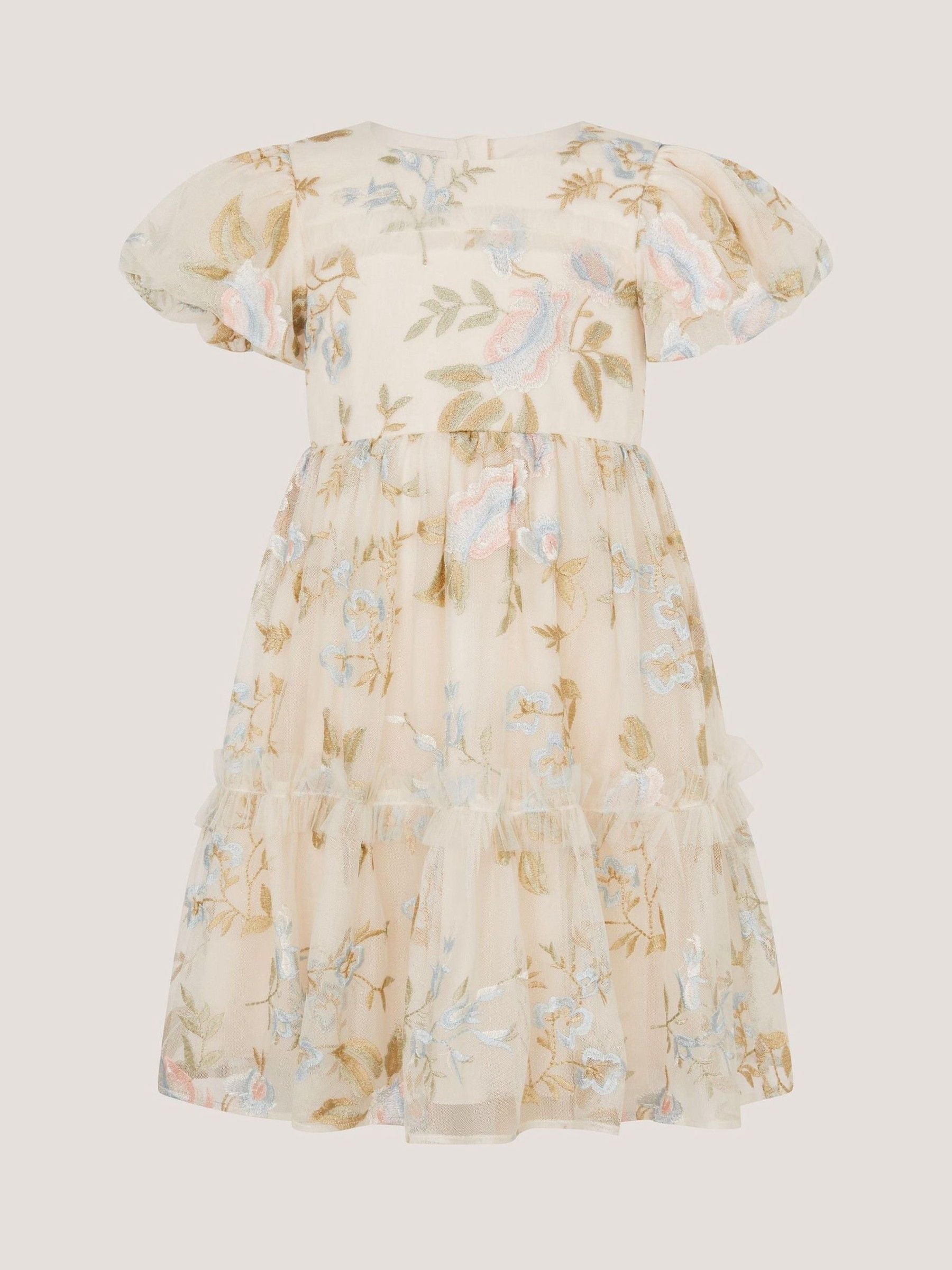 Monsoon Cream Azalea Ruffle Floral Embroidered Party Dress image 2