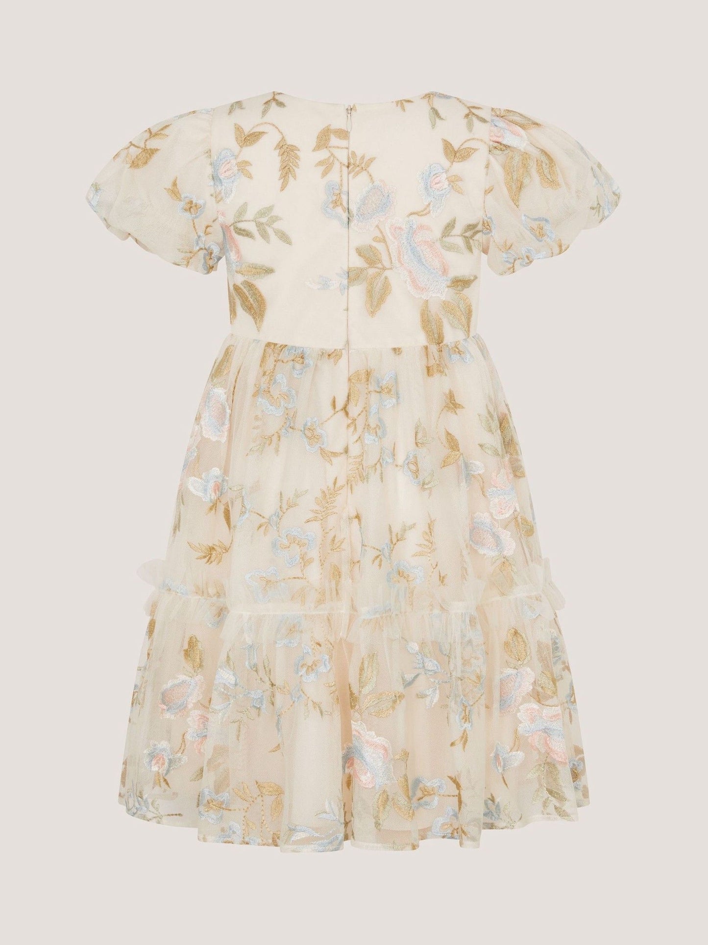 Monsoon Cream Azalea Ruffle Floral Embroidered Party Dress image 3