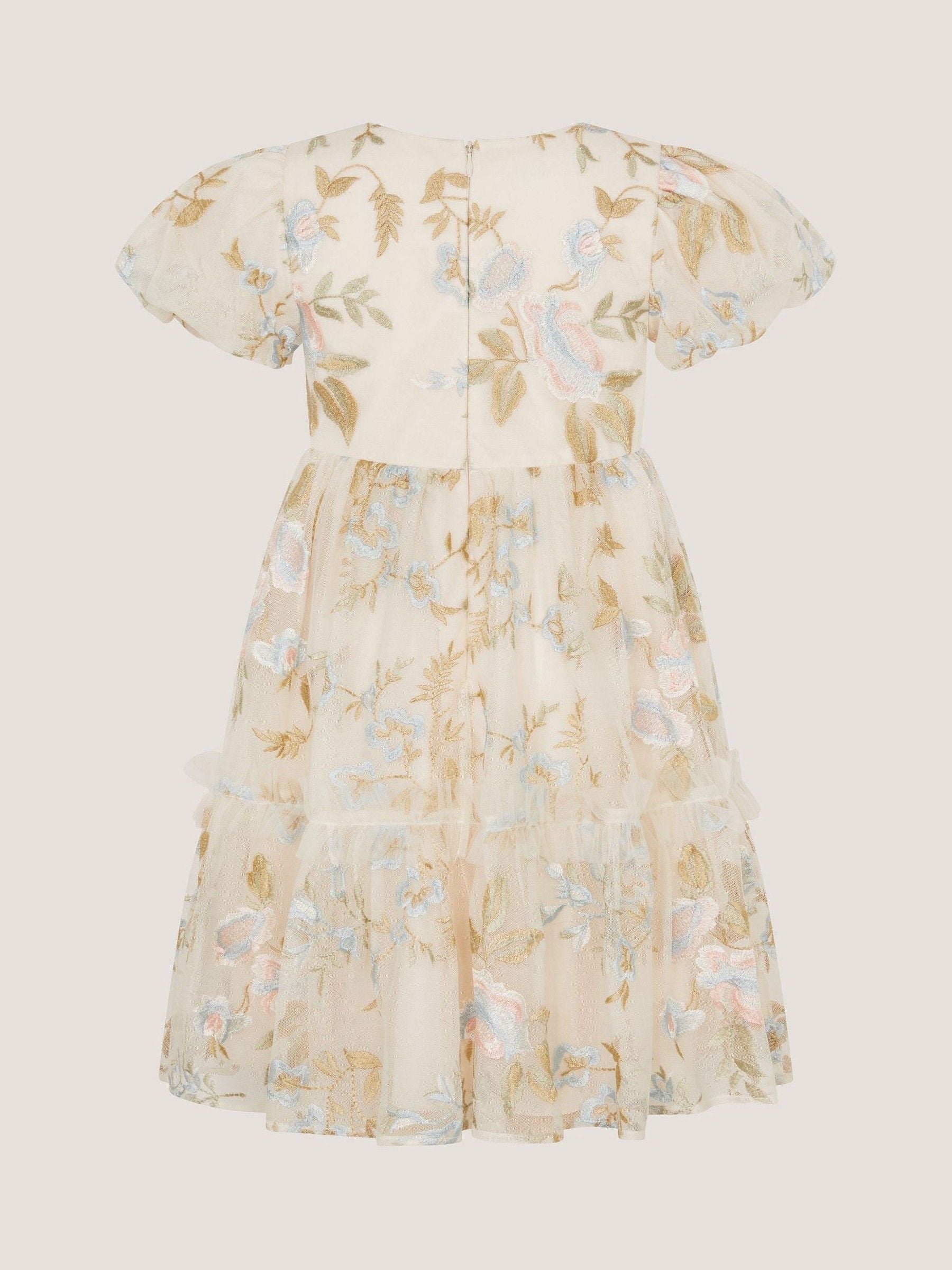 Monsoon Cream Azalea Ruffle Floral Embroidered Party Dress image 3