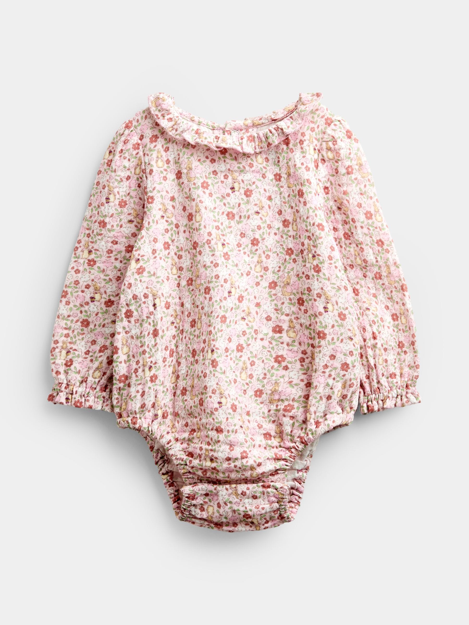 JoJo Maman Bébé Pink Peter Rabbit Flopsy Cord Dungaree Set image 2