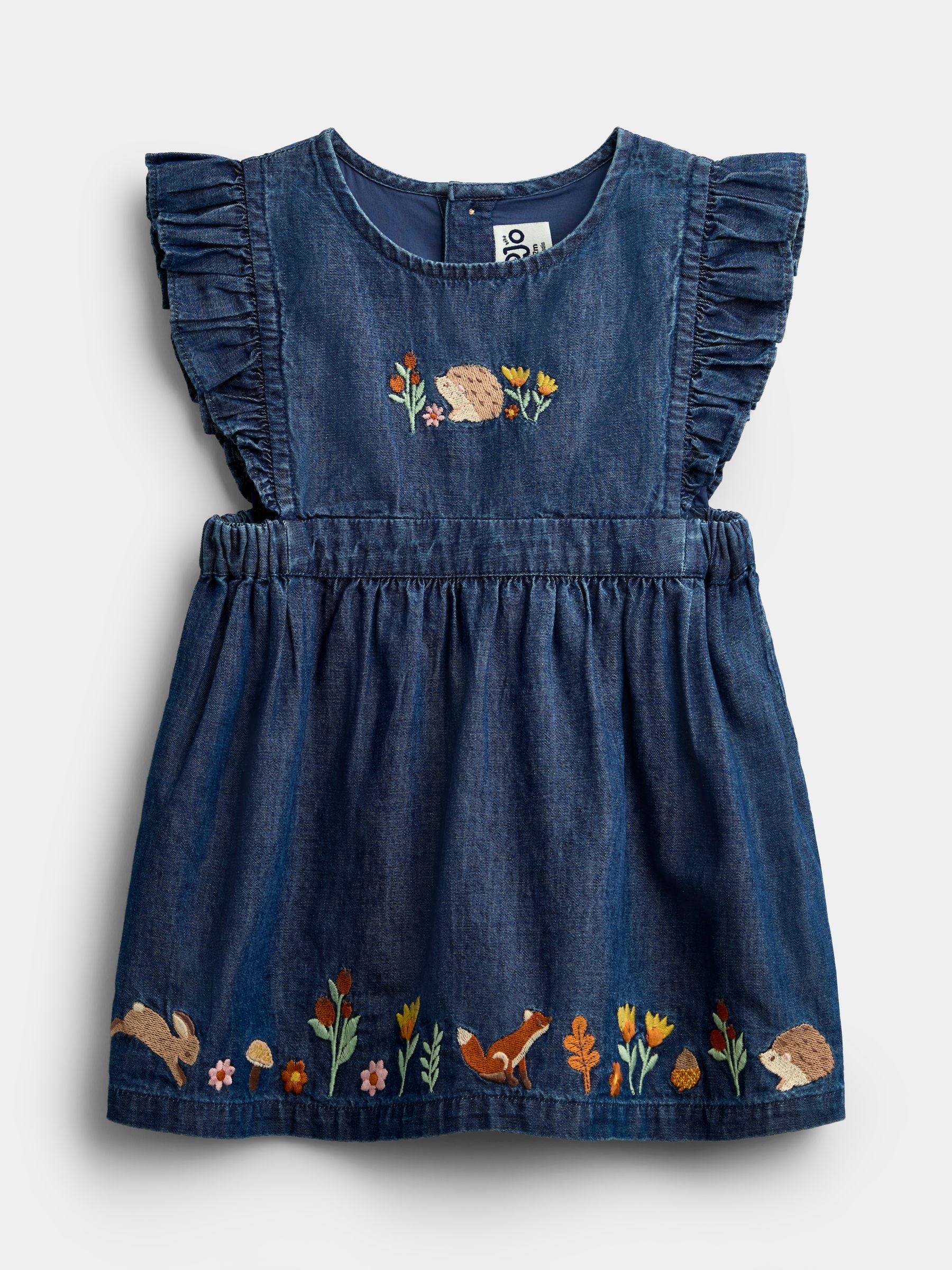 Dsiney Kidz - JoJo Maman Bébé Chambray Blue Hedgehog Embroidered Dress Set image 4