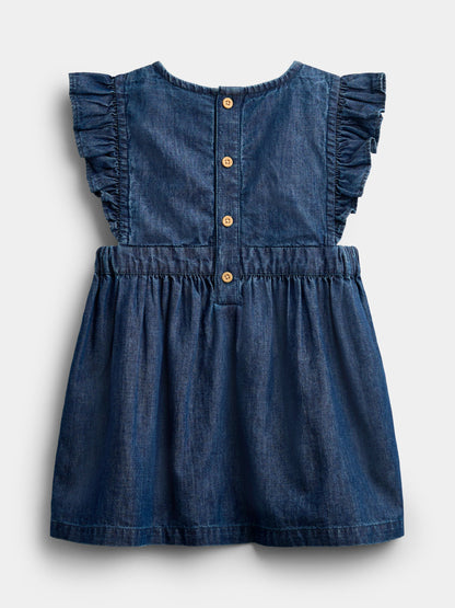 Dsiney Kidz - JoJo Maman Bébé Chambray Blue Hedgehog Embroidered Dress Set image 5