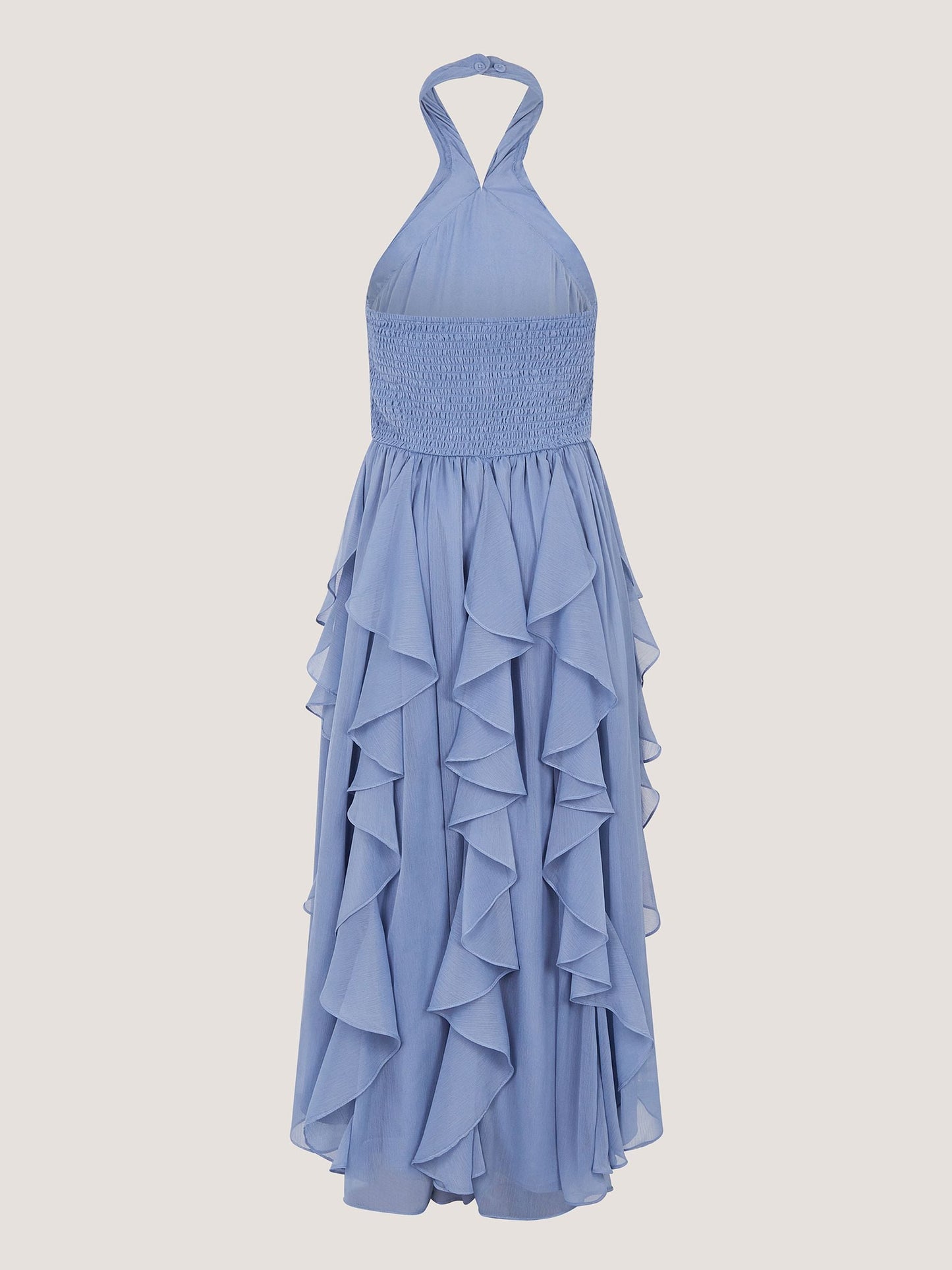 Monsoon Pale Blue Arizona Halter Ruffle Prom Dress image 3
