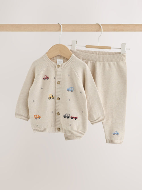 Dsiney Kidz - Neutral Transport Knitted Cardigan and Legging Baby Set (0mths-2yrs) image 1