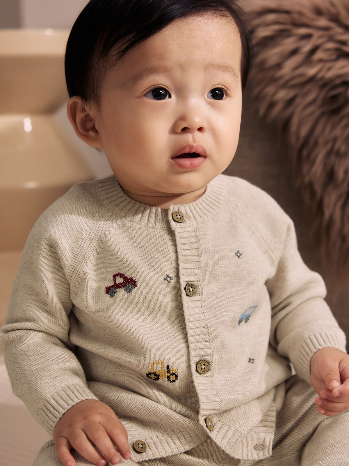 Dsiney Kidz - Neutral Transport Knitted Cardigan and Legging Baby Set (0mths-2yrs) image 3