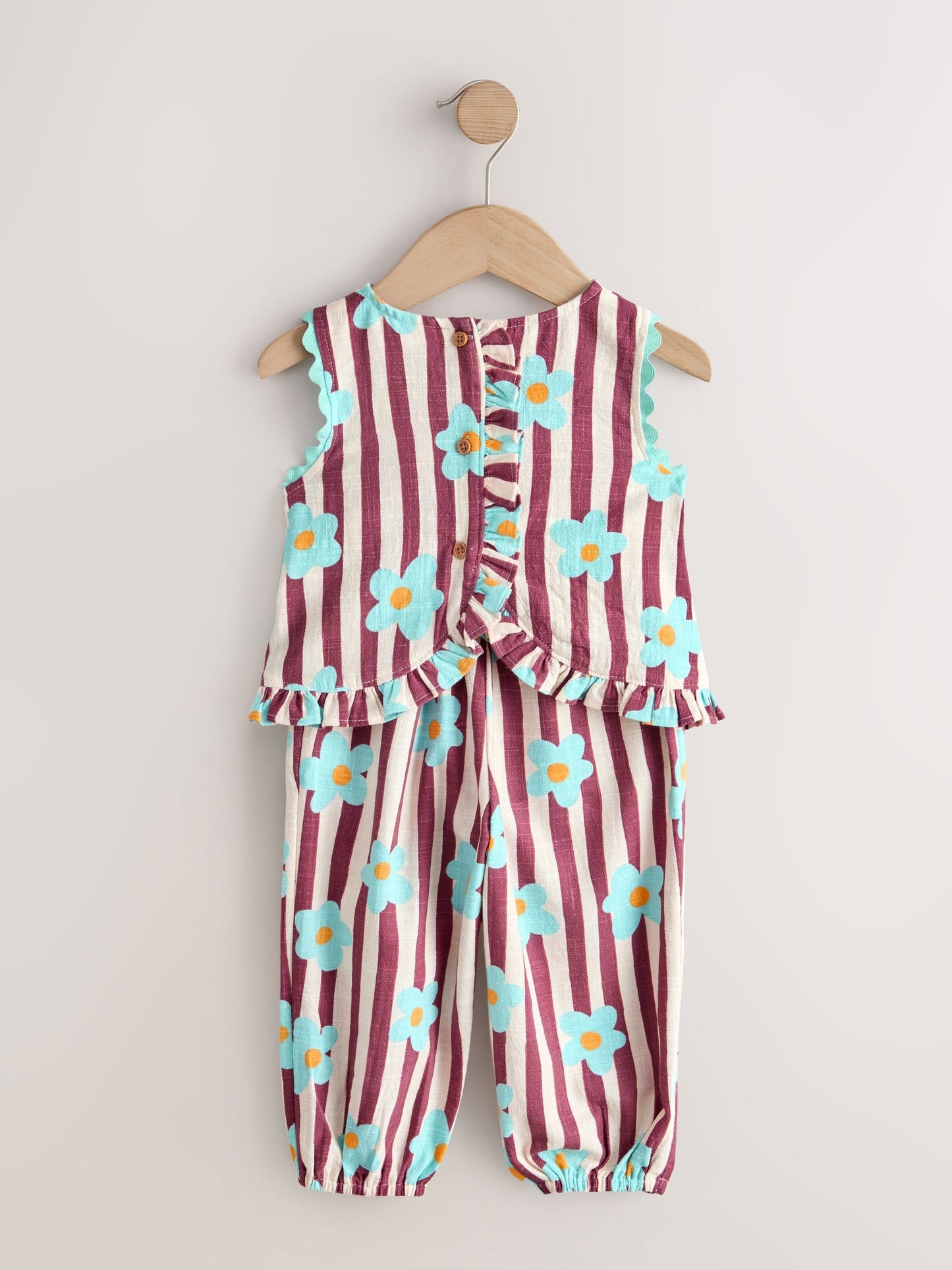Chocolate Brown Floral Stripe Top & Cuffed Trousers Set (3mths-7yrs) image 3