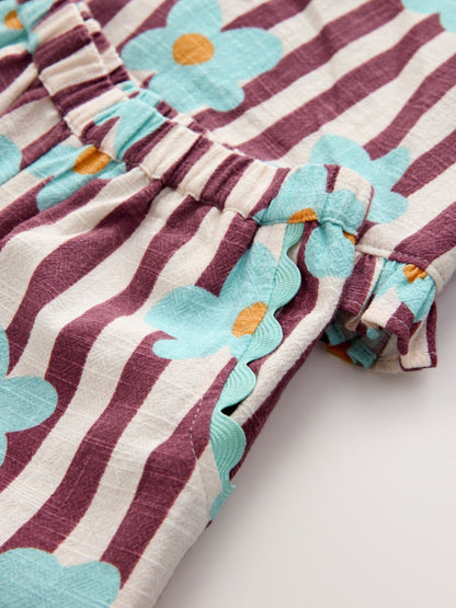 Chocolate Brown Floral Stripe Top & Cuffed Trousers Set (3mths-7yrs) image 5