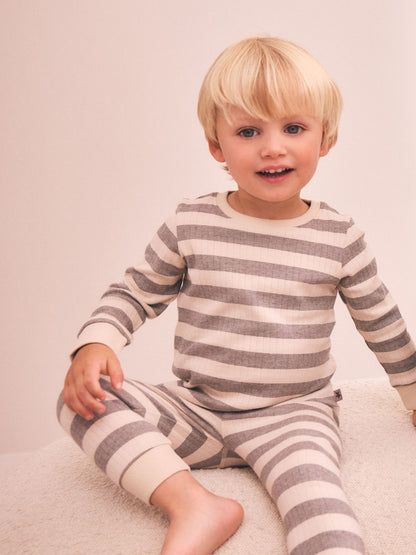 Brown/Cream Stars Snuggle Pyjamas Set 3 Pack (9mths-12yrs) - image 3