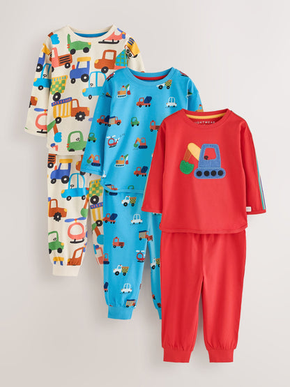 Blue/Orange All Over Transport Snuggle Pyjamas 3 Pack (9mths-10yrs) - image 1