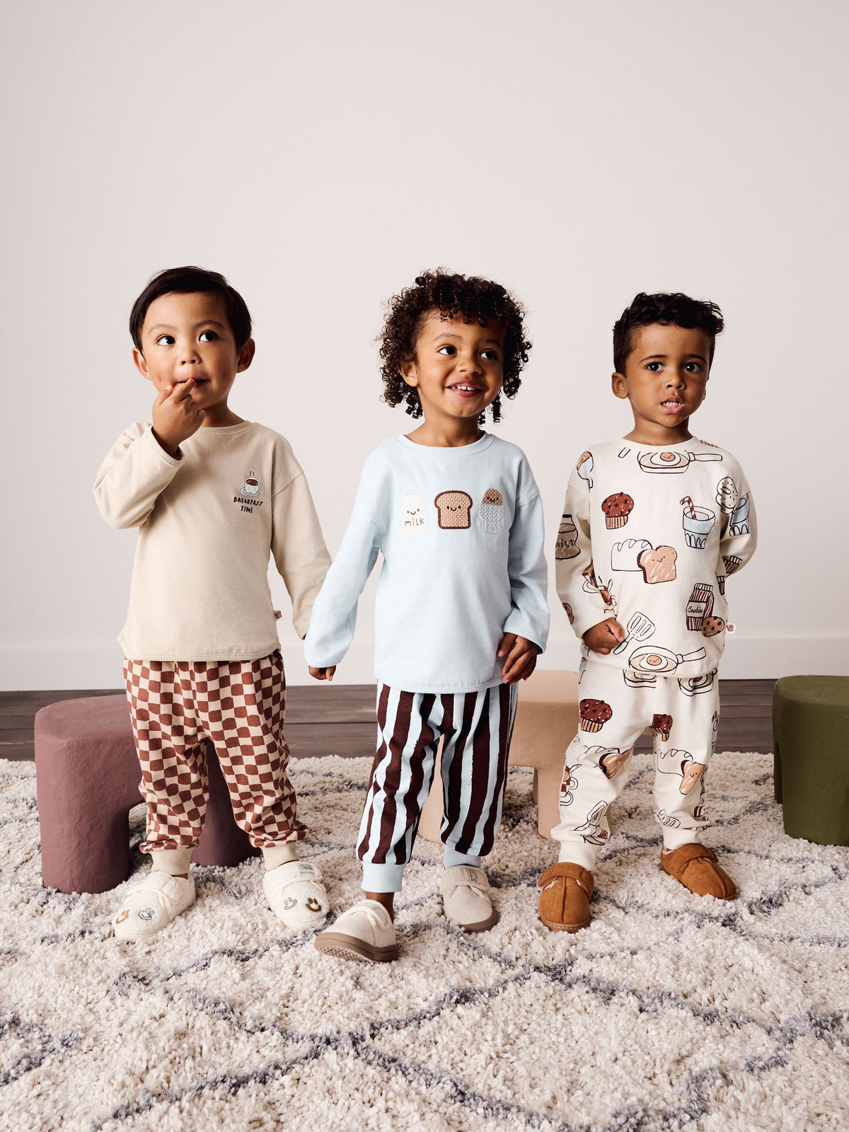 Blue/Ecru Breakfast Club Oversized Pyjamas 3 Pack (9mths-10yrs) - image 1
