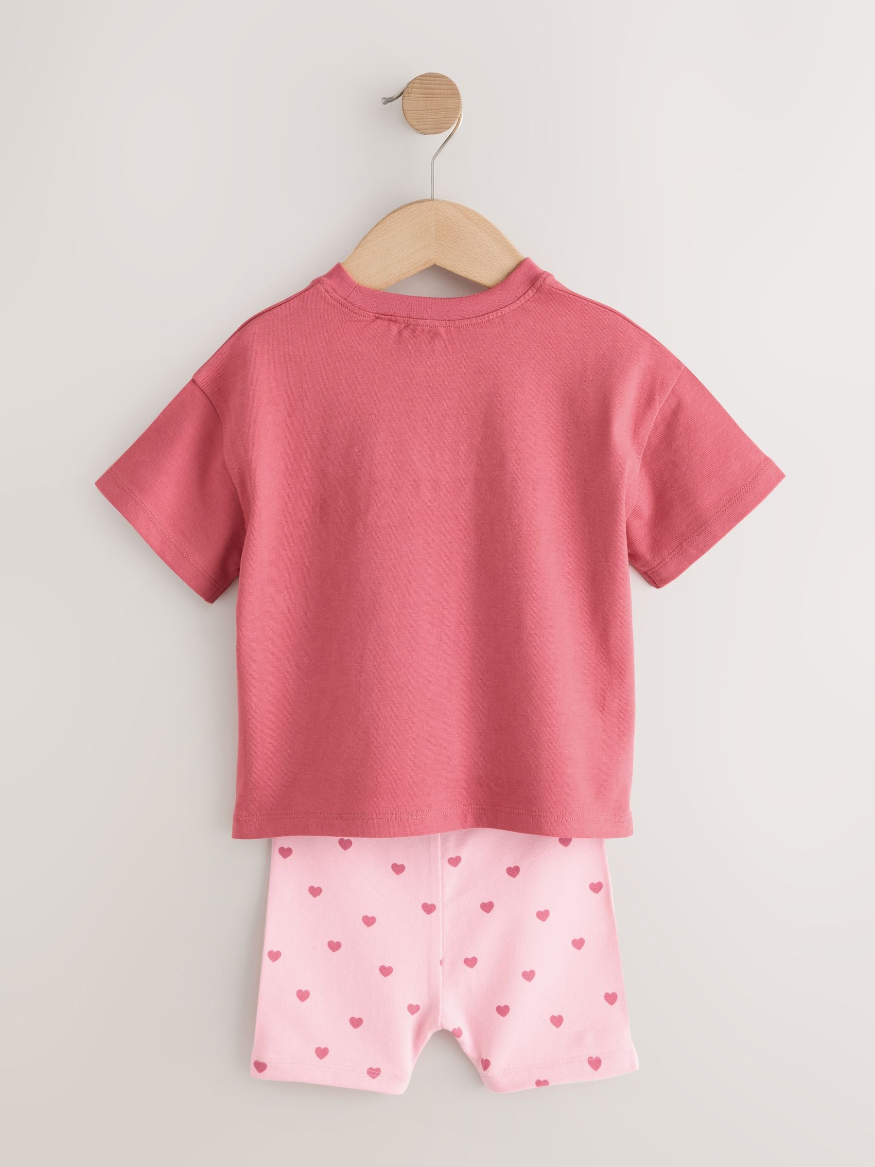 Pink Heart Short Sleeve T-Shirt and Cycle Shorts Set (3mths-7yrs) image 3