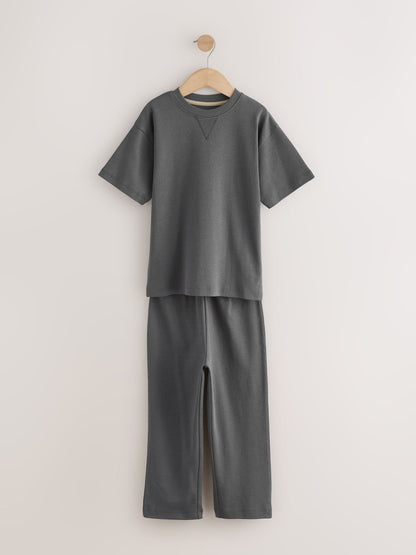Grey/Stone/Black Short Sleeve Jogger Pyjamas 3 Pack (3-16yrs) - image 4