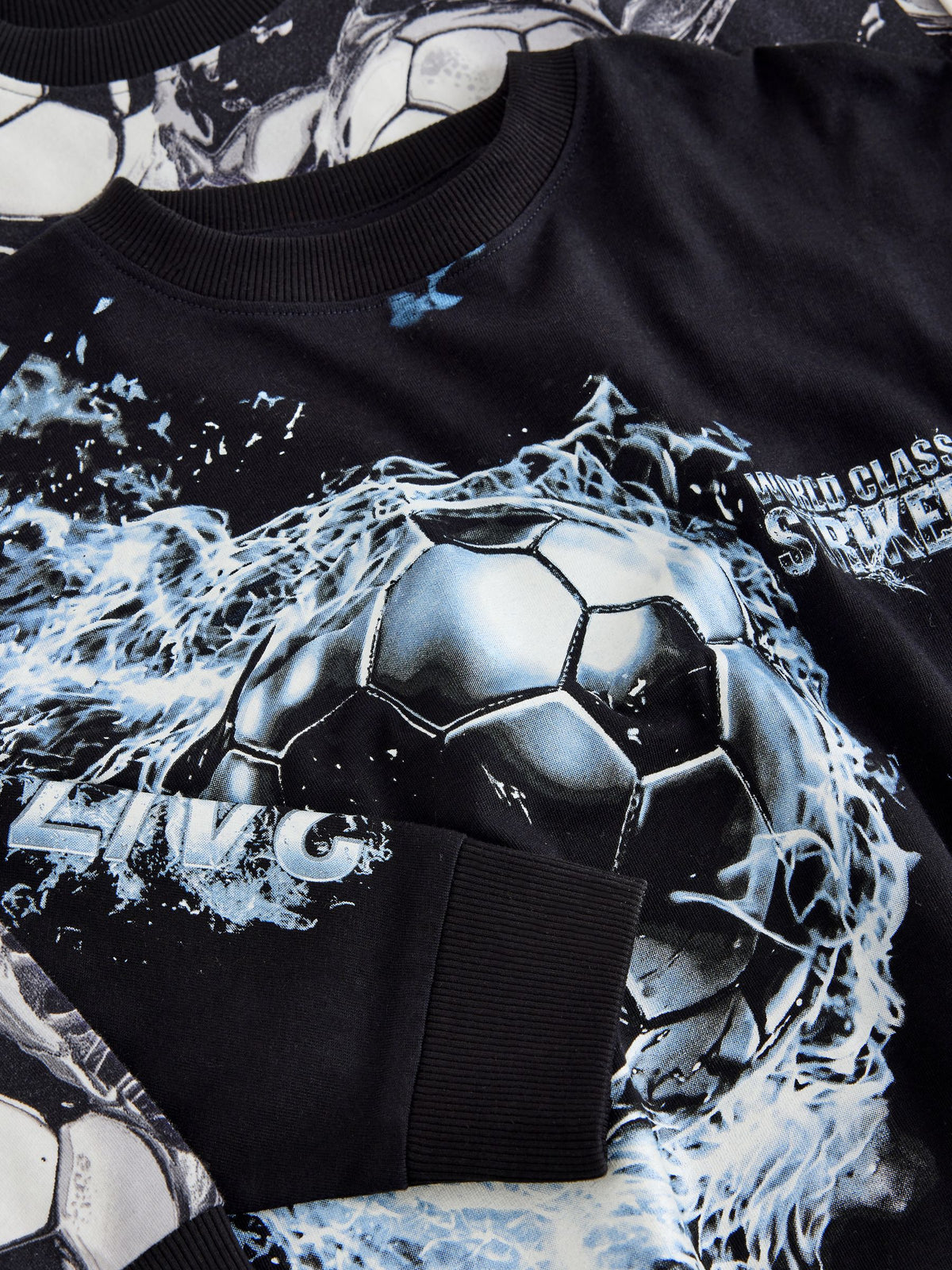 Black/Silver Football Long Sleeve Pyjamas 2 Pack (3-16yrs) - image 11