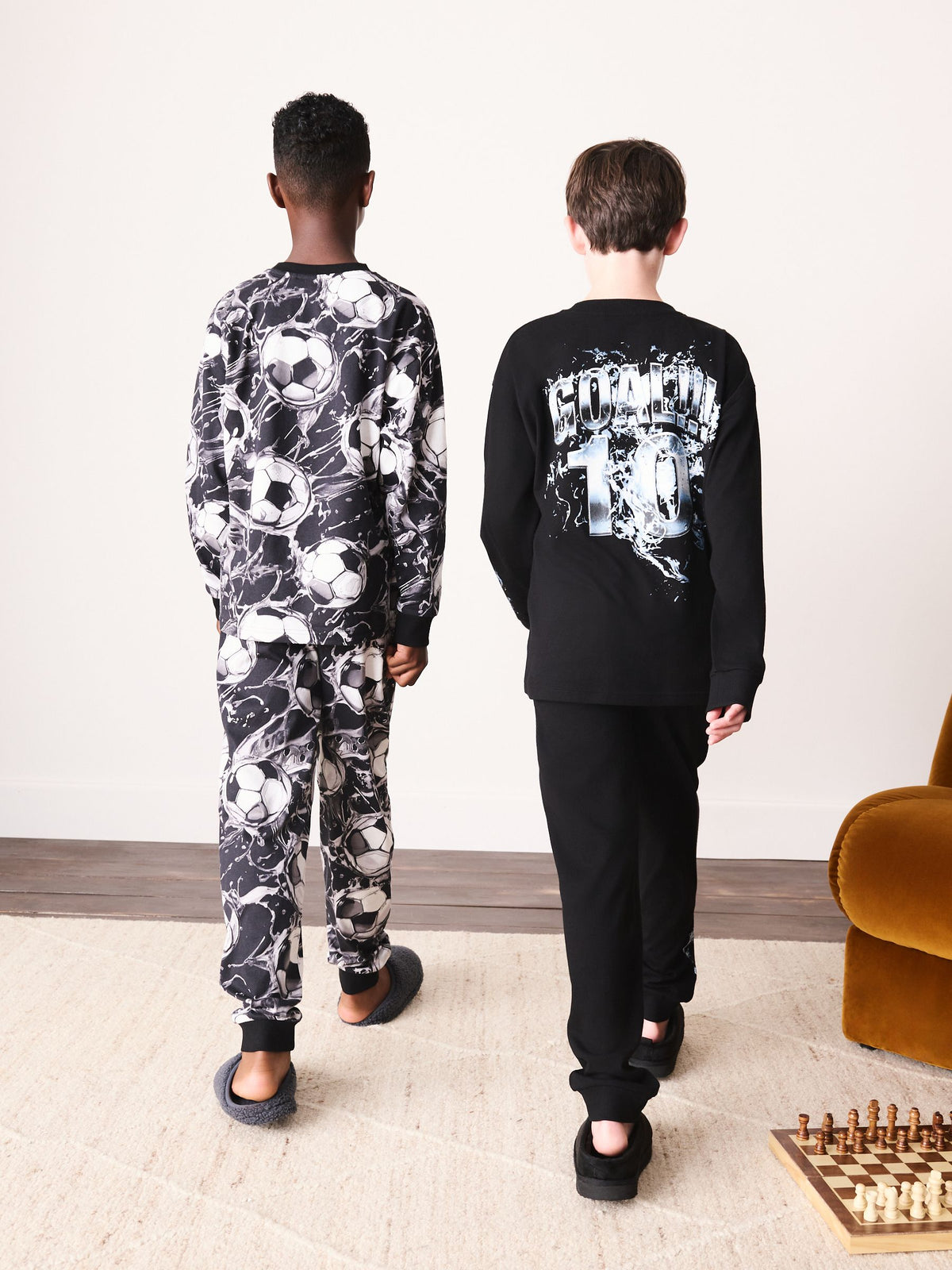 Black/Silver Football Long Sleeve Pyjamas 2 Pack (3-16yrs) - image 2