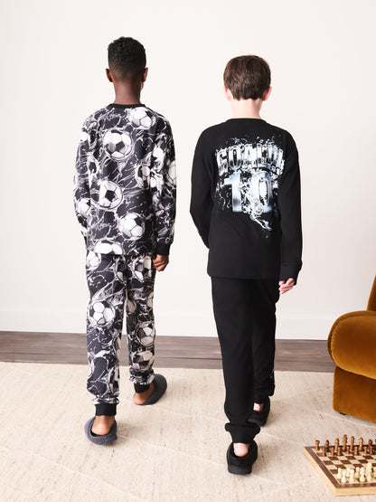 Black/Silver Football Long Sleeve Pyjamas 2 Pack (3-16yrs) - image 2