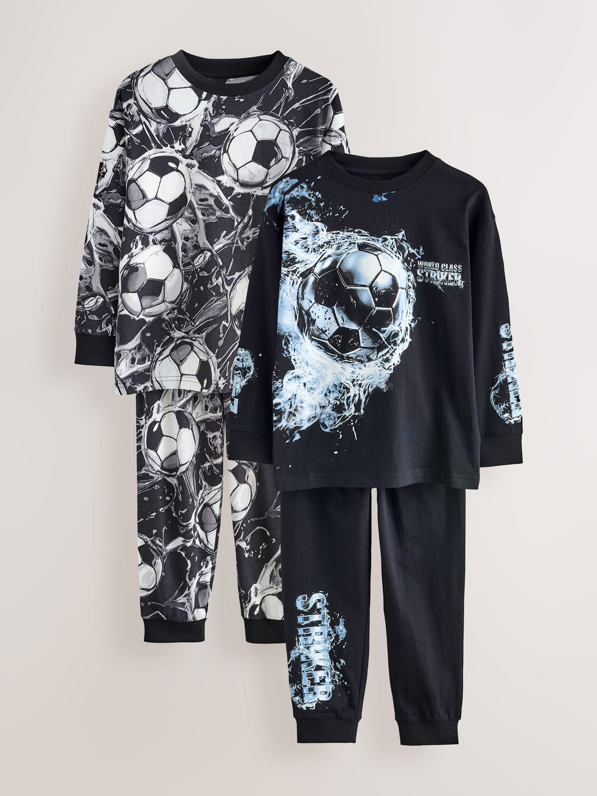 Black/Silver Football Long Sleeve Pyjamas 2 Pack (3-16yrs) - image 7